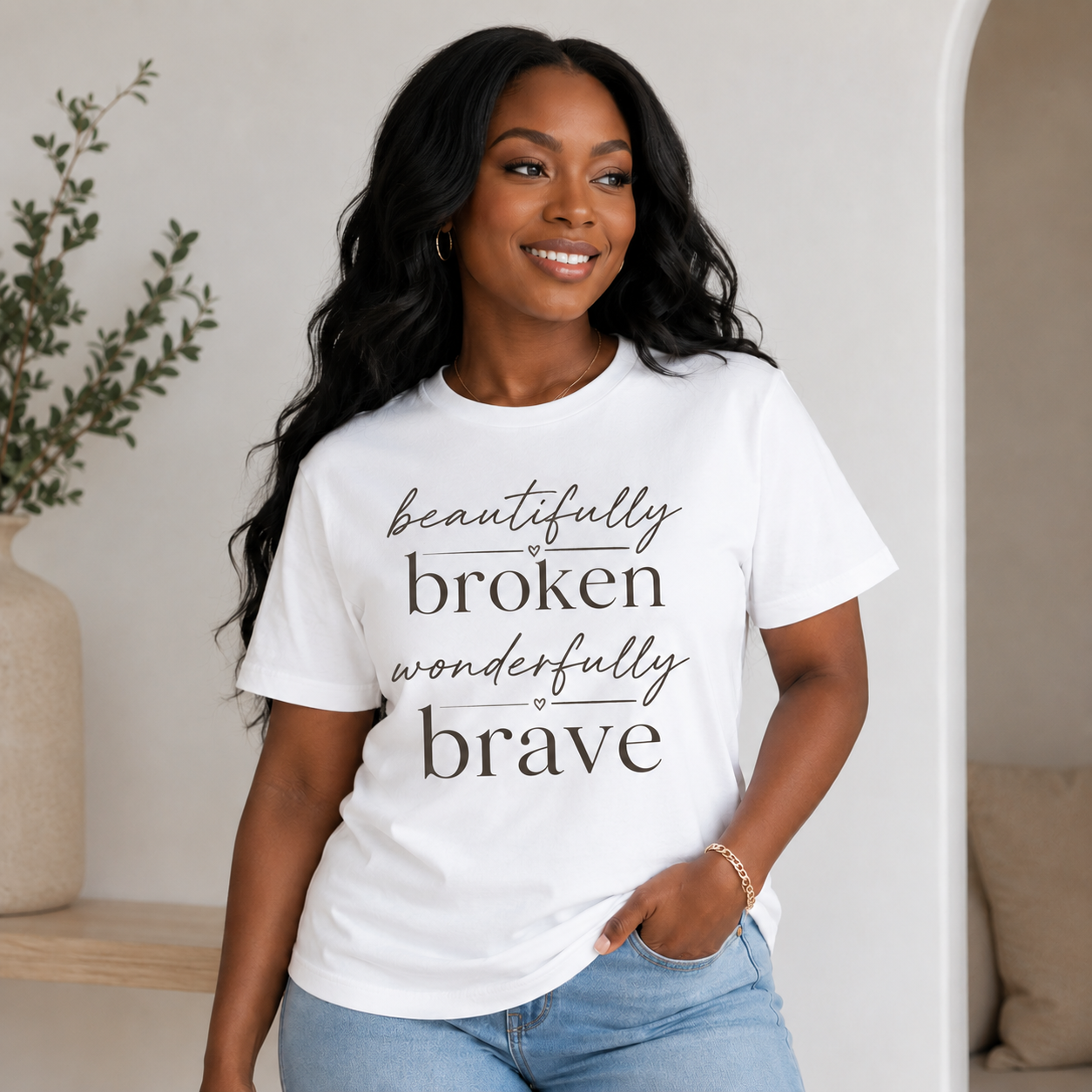 Beautifully Broken/ white shirt
